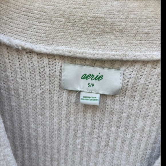 Aerie S oversized ivory grandpa cardigan chunky ribbed knit sweater - Picture 2 of 5